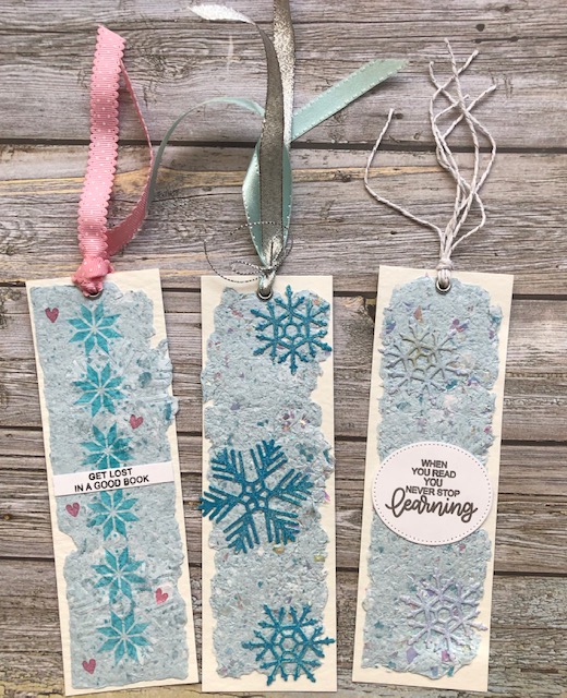 decorated handmade paper bookmarks
